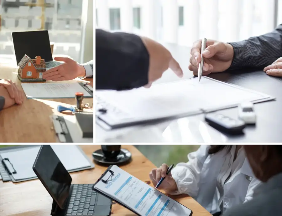 Consultor apresentando opções de plano de saúde a clientes
